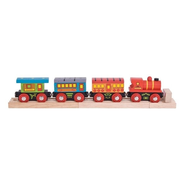 Bigjigs Rail Traditional Wooden Passenger Train Classic Toy Train for Wooden Railway Sets
