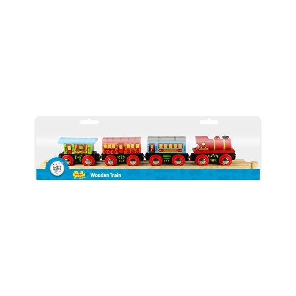 Bigjigs Rail Traditional Wooden Passenger Train Classic Toy Train for Wooden Railway Sets