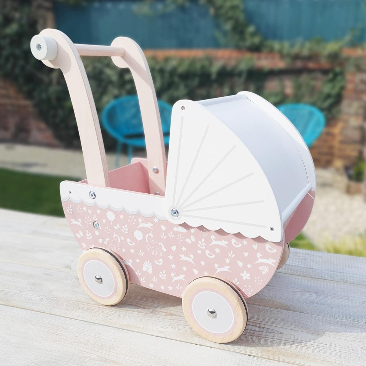 Indigo Jamm Loxhill Pram Wooden Toy for Kids Pretend Play
