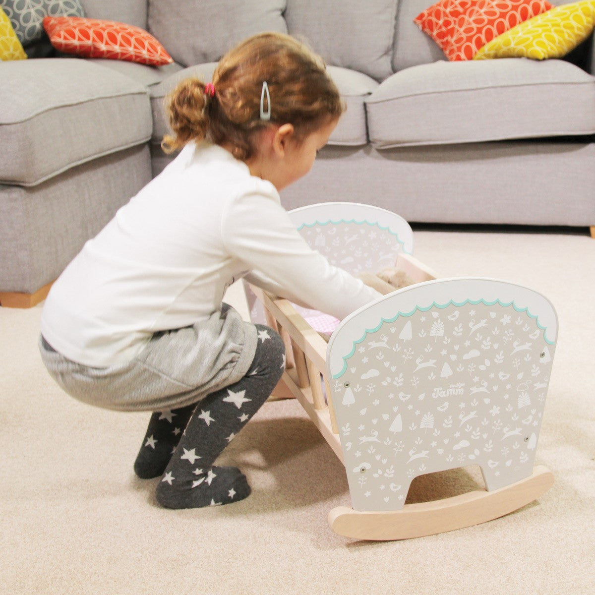 Indigo Jamm Wooden Petworth Cradle Classic Doll Cradle