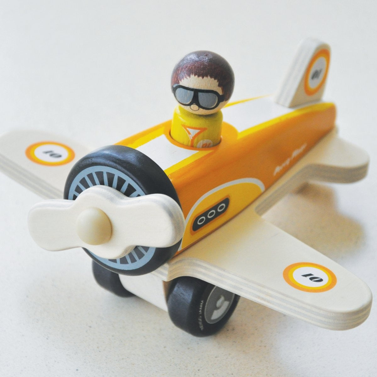 Indigo Jamm Percy Plane Wooden Toy with Removable Peg Pilot for Kids