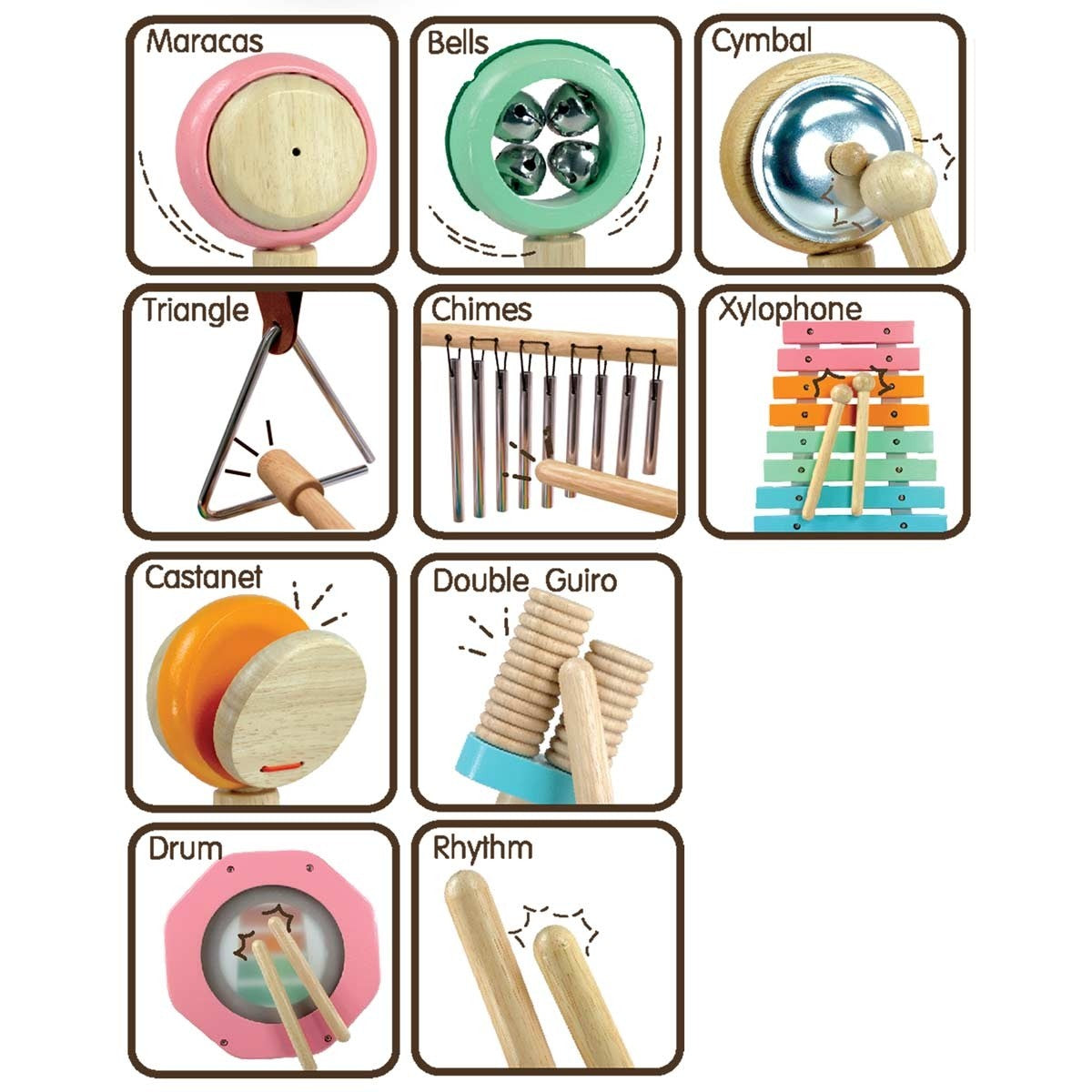 I'm Toy Wooden Melody Mix Musical Instrument Set for Kids Pastel