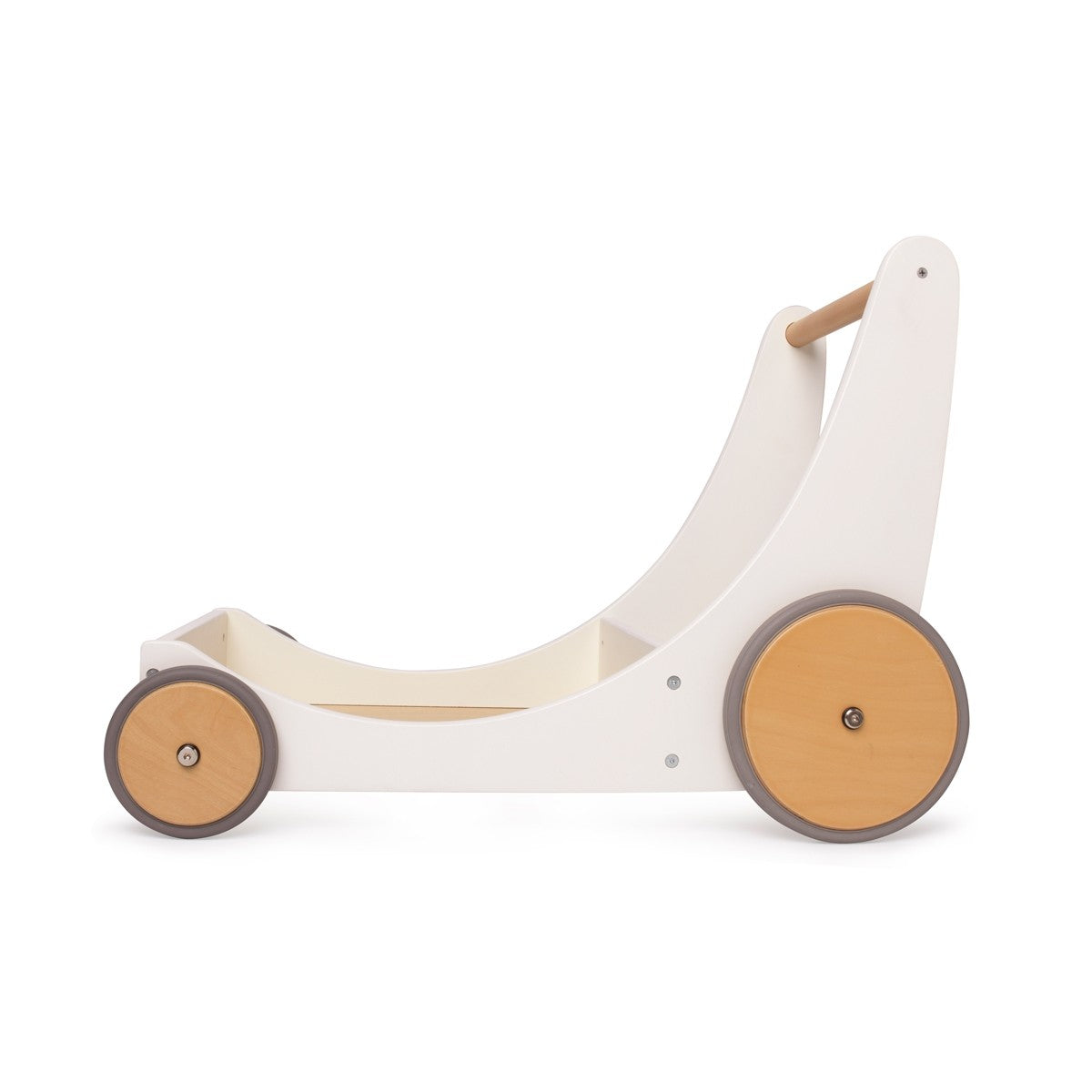 Kinderfeets Cargo Walker White Wooden Push Toy with Storage for Toddlers