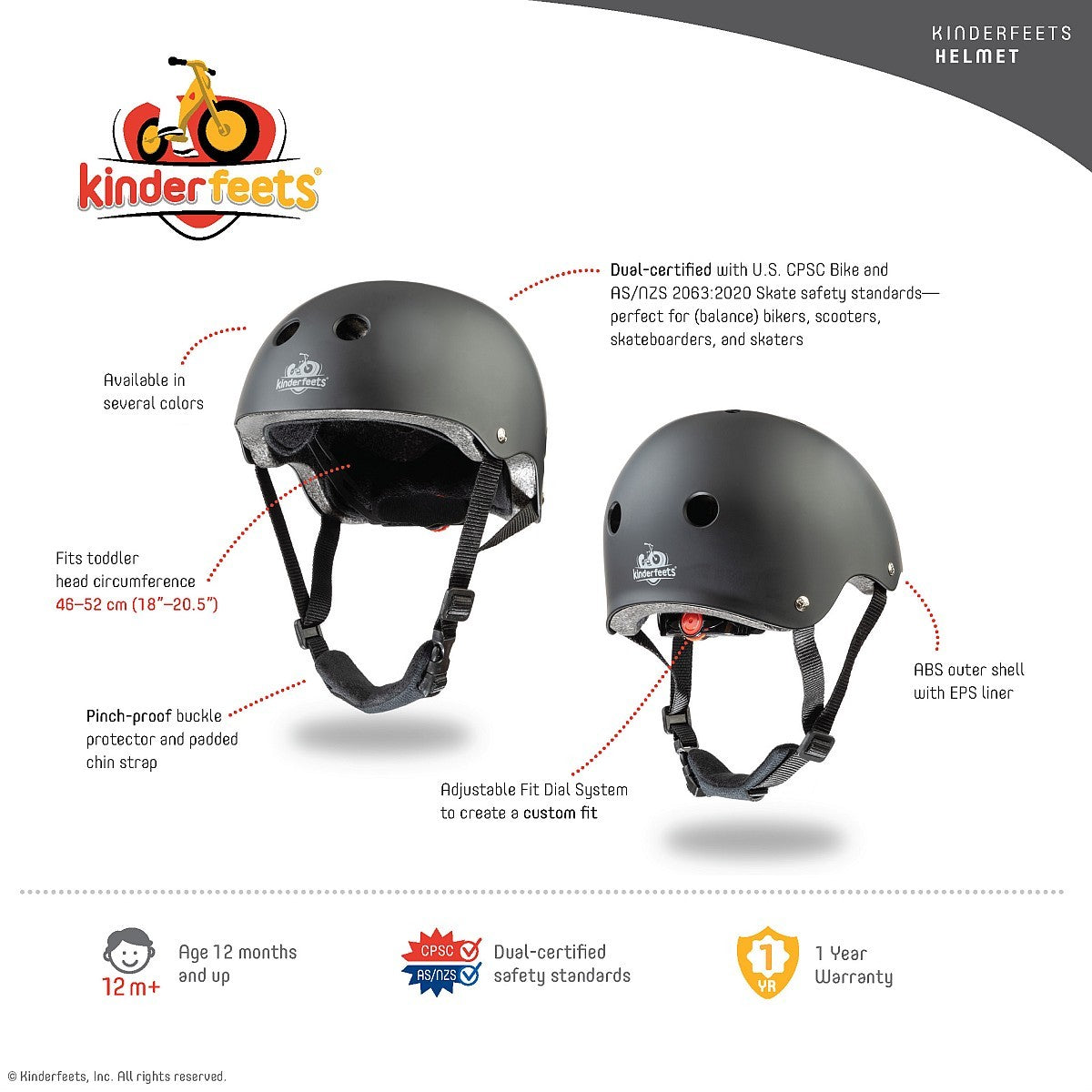 Kinderfeets Toddler Bike Helmet Adjustable Safety Helmet