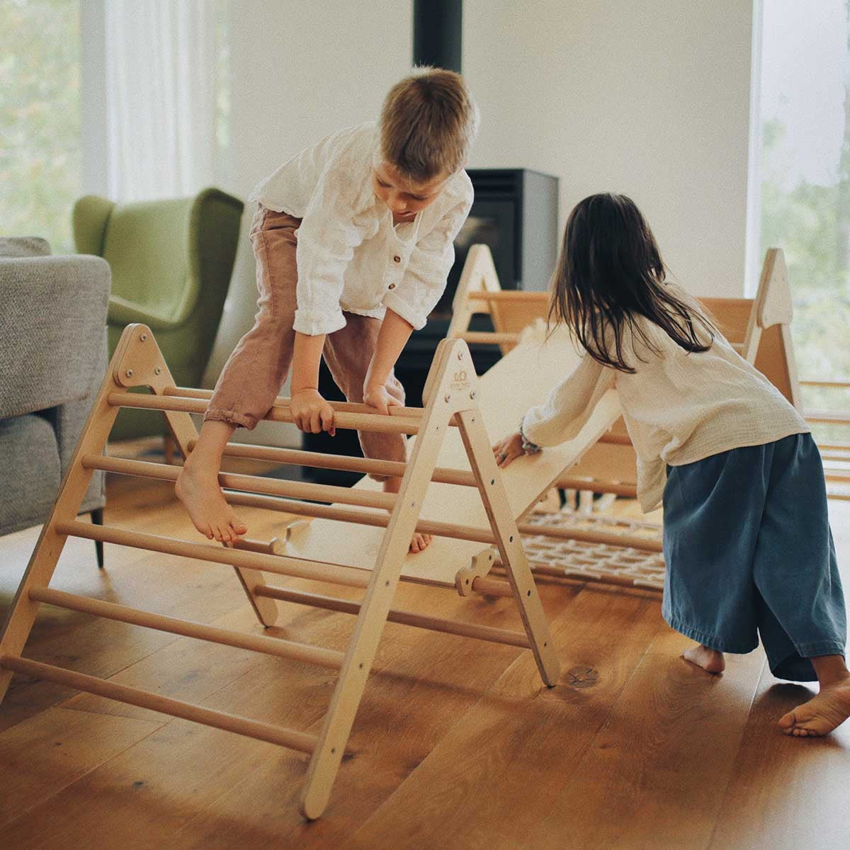 Kinderfeets Pikler Medium Triangle Foldable Wooden Frame for Climbing and Coordination