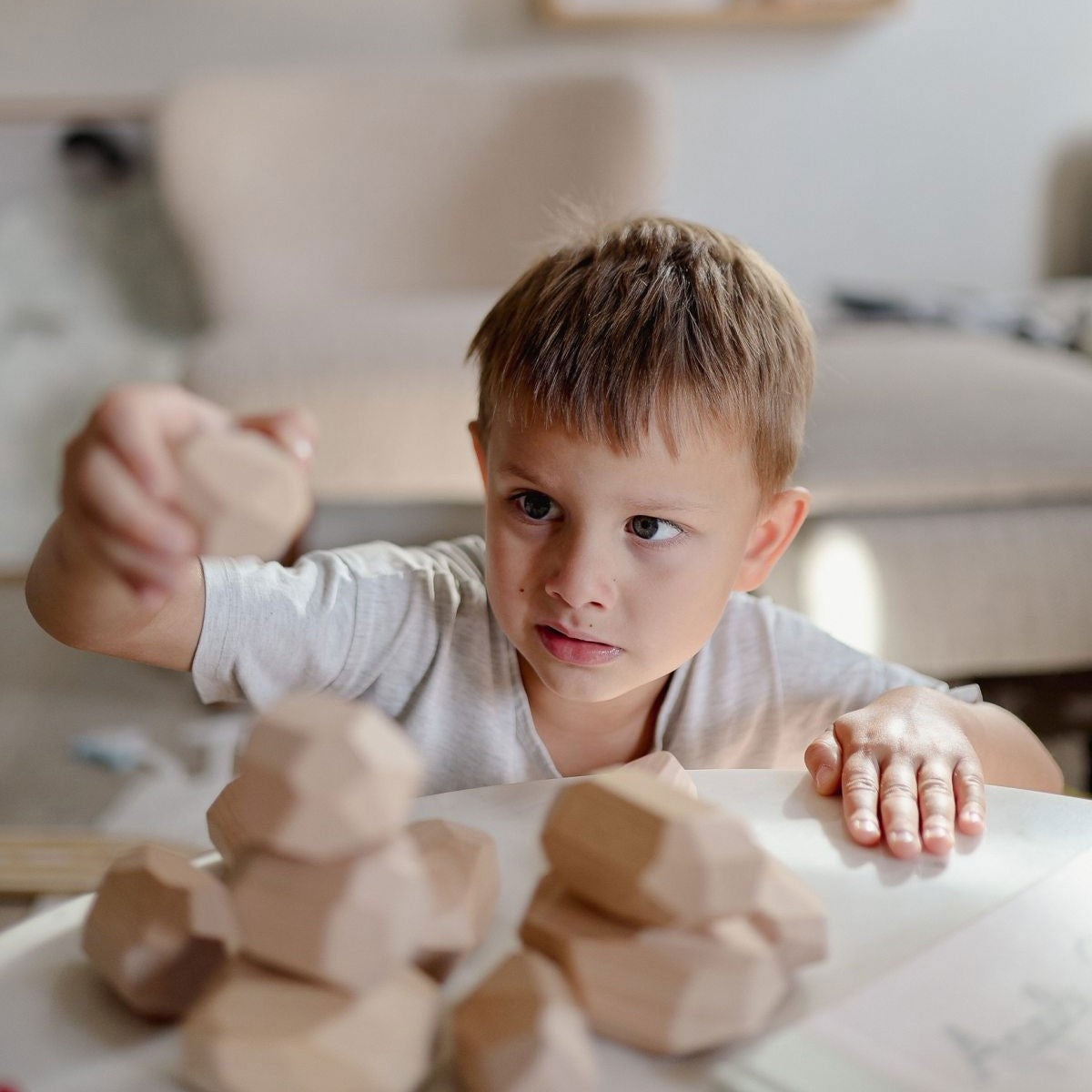 Kinderfeets Stacking Stones Natural Wooden Blocks for Creative Play