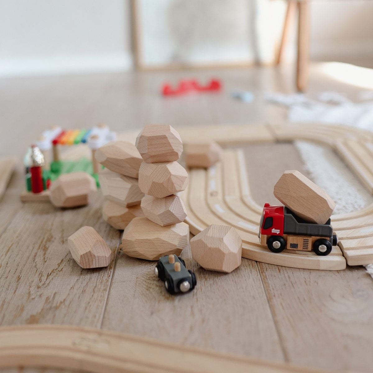 Kinderfeets Stacking Stones Natural Wooden Blocks for Creative Play