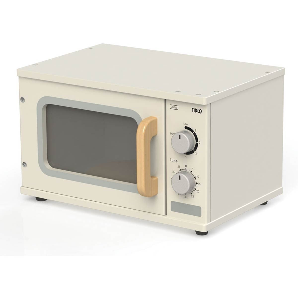 Tidlo Toy Microwave for Kids Wooden Pretend Kitchen Appliance