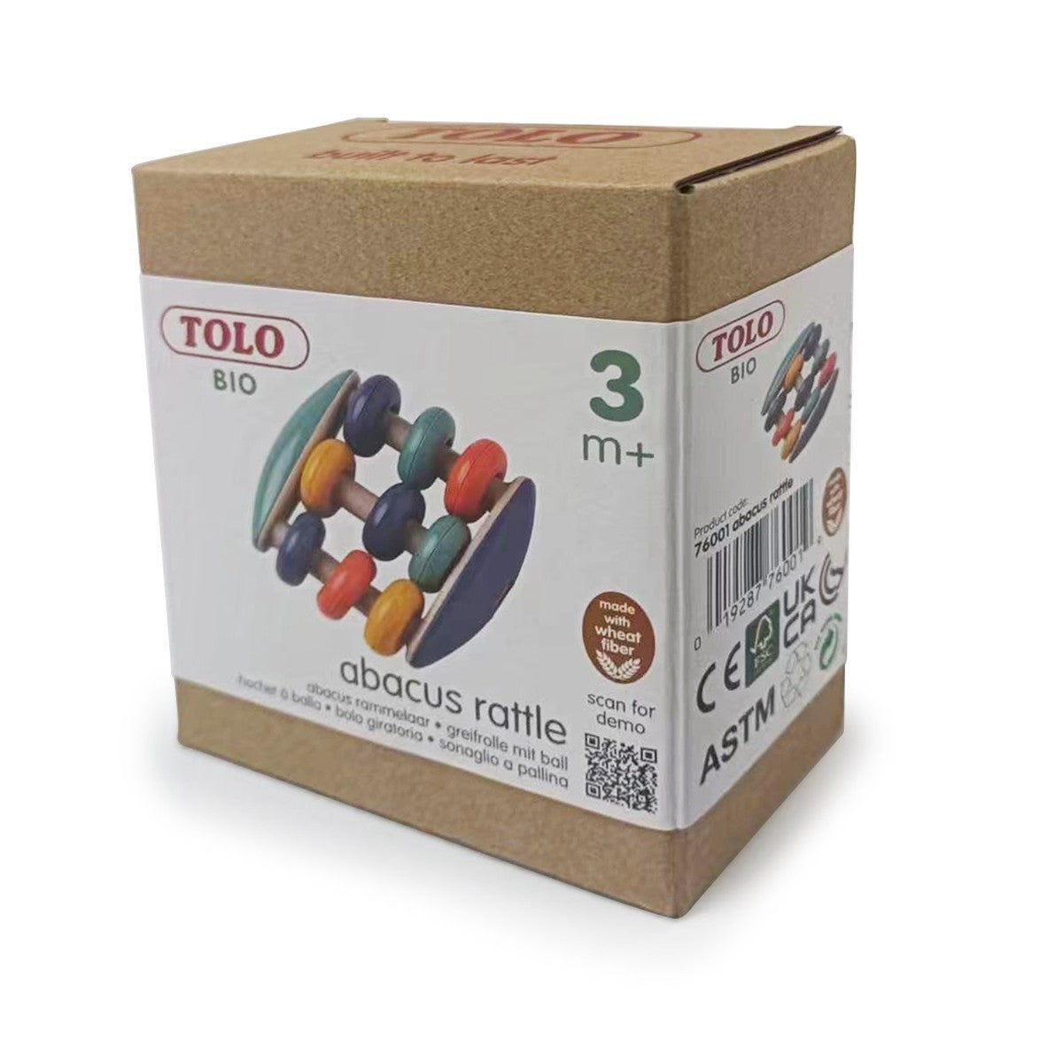 Tolo Toys Bio Abacus Rattle organic Sensory Toy for Babies Early Learning & Development