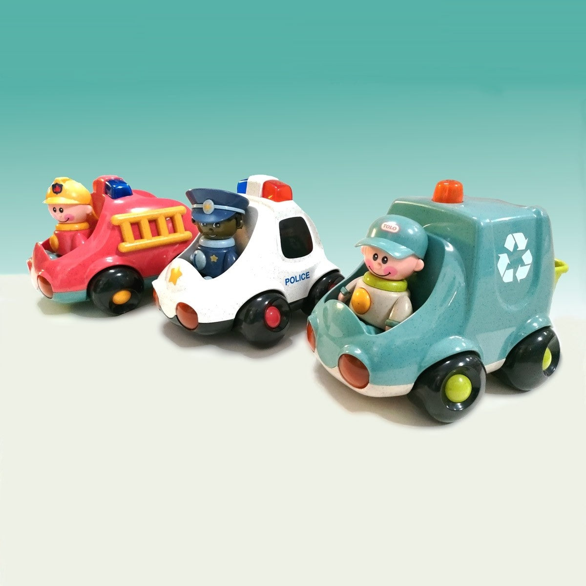 Tolo Toys First Friends Police Car Interactive Vehicle Toy with Figure for Toddlers