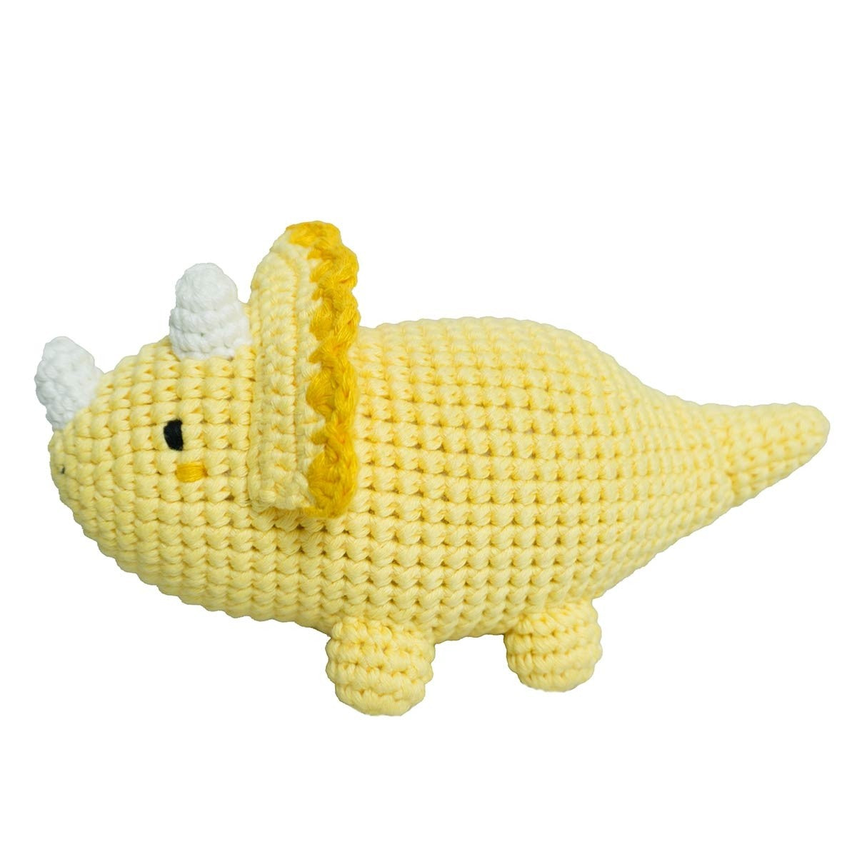 Bobi Craft Handcrafted Soft Cotton Triceratops Rattle Toy