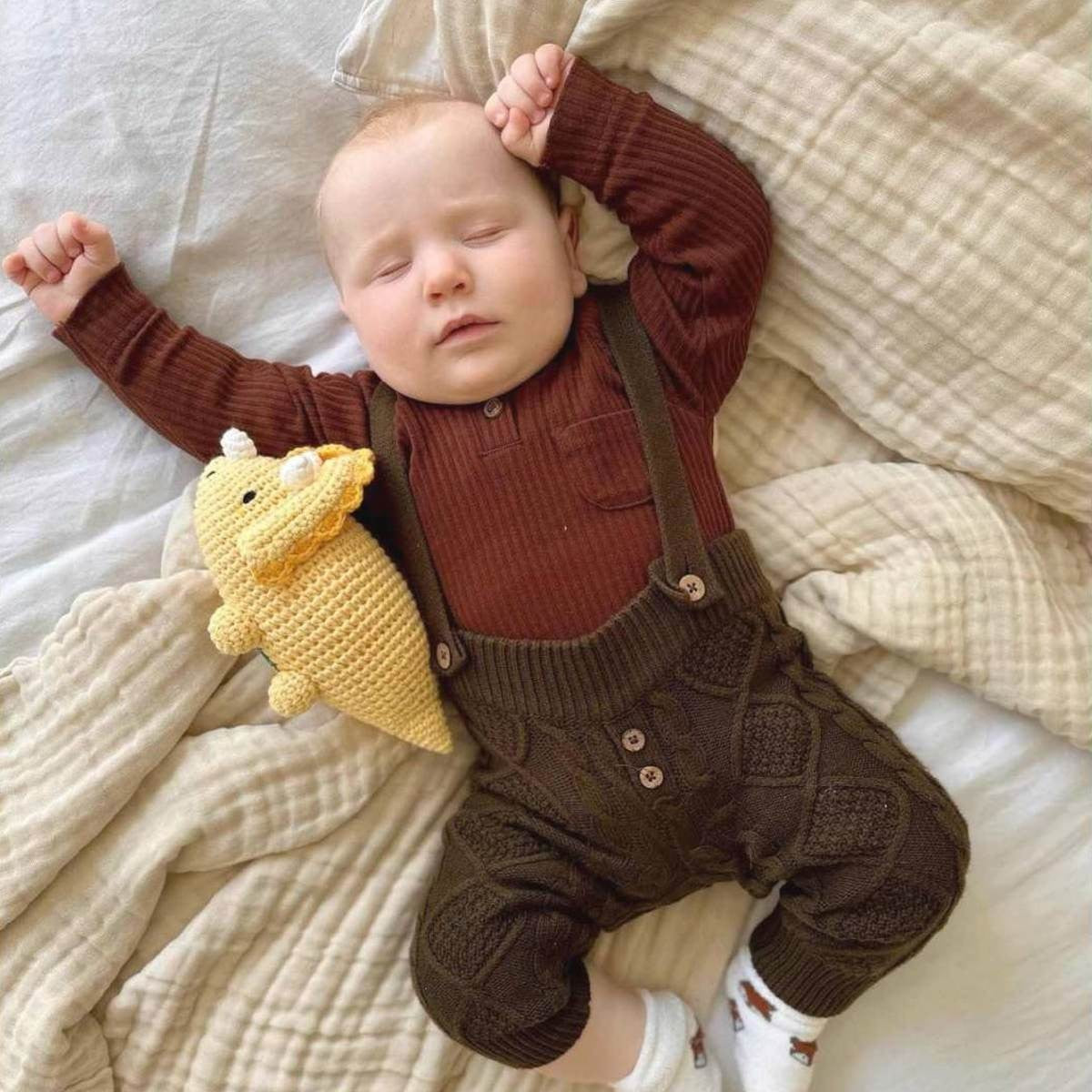 Bobi Craft Handcrafted Soft Cotton Triceratops Rattle Toy