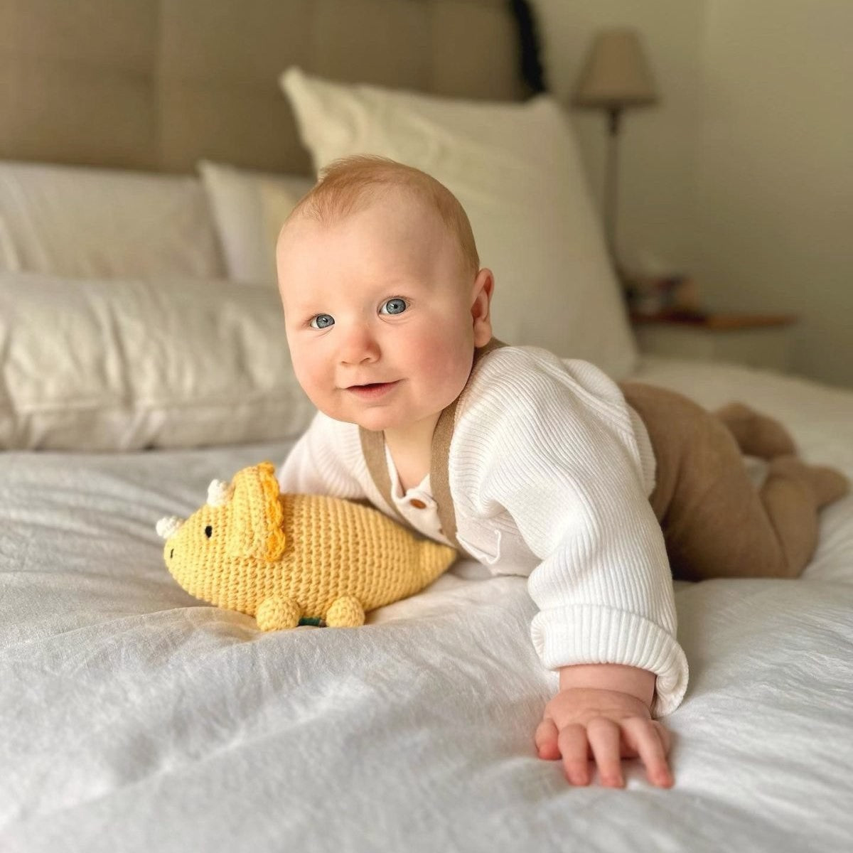 Bobi Craft Handcrafted Soft Cotton Triceratops Rattle Toy