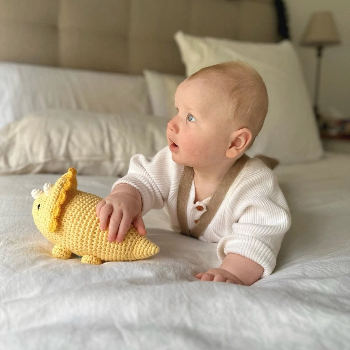 Bobi Craft Handcrafted Soft Cotton Triceratops Rattle Toy